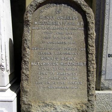 WEATHERILT Henry Charles 1916-1941 :: WEATHERILT Ronald Henry Hutchinson 1859-1941
