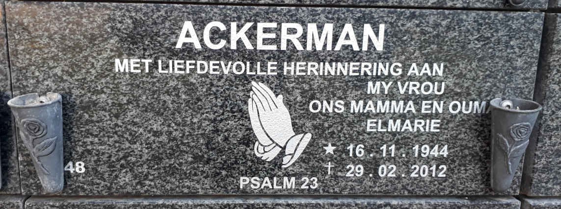 ACKERMAN Elmarie 1944-2012