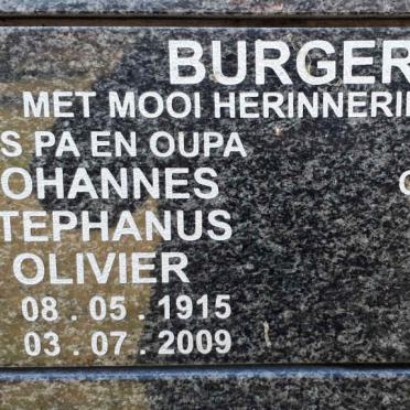 BURGER Johannes Stephanus Olivier 1915-2009 &amp; Engela Elizabeth 1923-2009