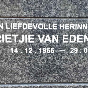 EDEN Marietjie, van nee BURGER 1966-2007