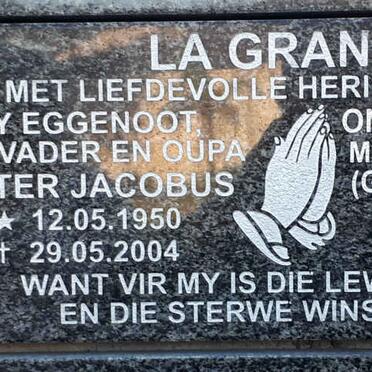 GRANGE Pieter Jacobus, la 1950-2004 &amp; Magdalena Elizabeth V.D. WESTHUIZEN 1945-2021