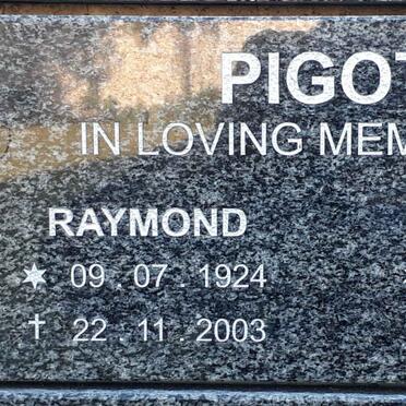 PIGOTT Raymond 1924-2003 &amp; Sara 1927-2020