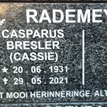 RADEMEYER Casparus Bresler 1931-2021 &amp; Ruth 1939-