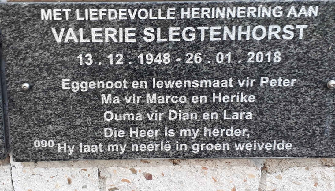 SLEGTENHORST Valerie 1948-2018