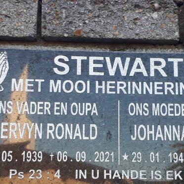 STEWART Mervyn Ronald 1939-2021 &amp; Johanna Jacoba 1941-20??