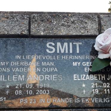 SMIT Willem Andries 1919-2003 &amp; Elizabeth Johan? 1924-2015