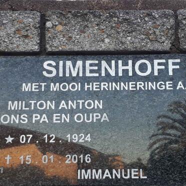 SIMENHOFF Milton Anton 1924-2016