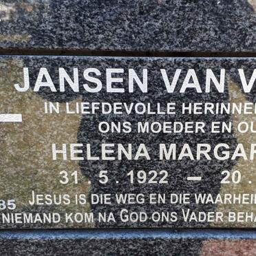 VUUREN Helena Margaretha, Jansen van 1922-2020