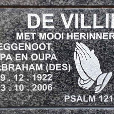 VILLIERS David Abraham, de 1922-2006 &amp; Anna Johanna 1924-2015