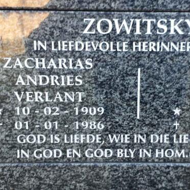 ZOWITSKY Zacharias Andries Verlant 1909-1986 &amp; Susanna Cornelia SMIT 1916-2008