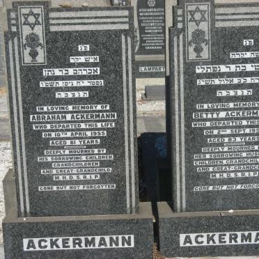 ACKERMANN Abraham -1955 &amp; Betty -1953