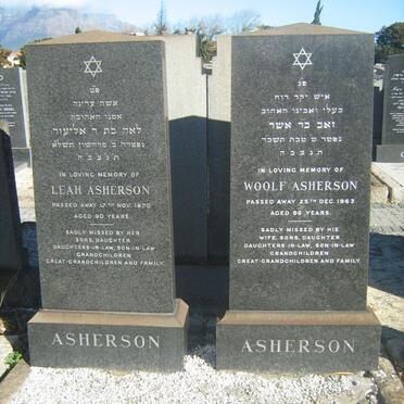 ASHERSON Woolf -1963 &amp; Leah -1970