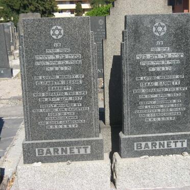 BARNETT Isaac -1953 &amp; Elizabeth -1957