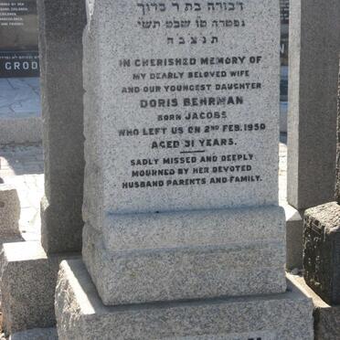 BEHRMAN Doris nee JACOBS -1950