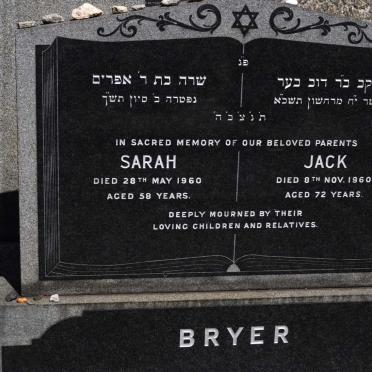 BRYER Jack -1960 &amp; Sarah -1960