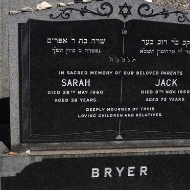 BRYER Jack -1960 &amp; Sarah -1960