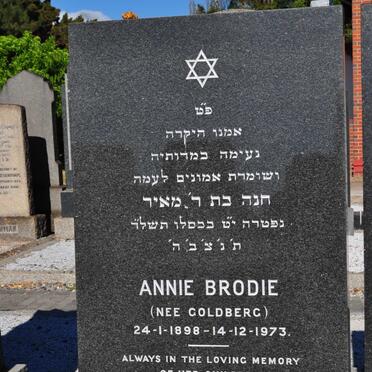BRODIE Annie nee GOLDBERG 1898-1973