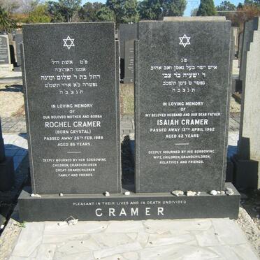 CRAMER Isaiah -1962 &amp; Rochel CRYSTAL -1989