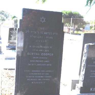 COOPER Bertha nee ZAACKS -1978