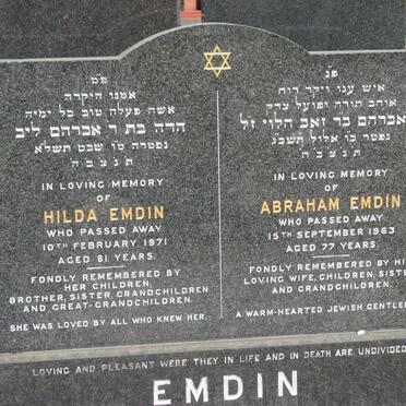 EMDIN Abraham -1963 &amp; Hilda -1971