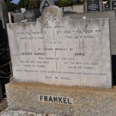 FRANKEL Joseph Samuel -1955 &amp; Anna -1954