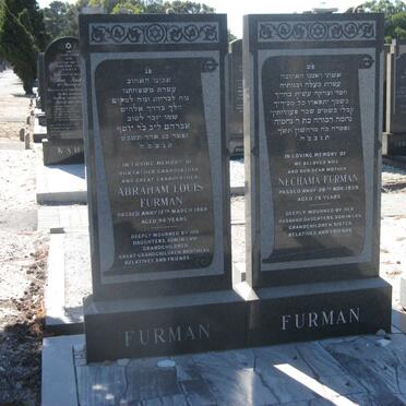 FURMAN Abraham Louis -1969 &amp; Nechama -1959