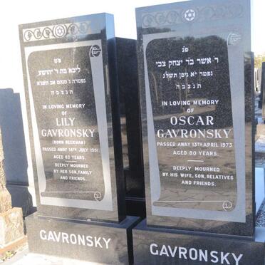 GAVRONSKY Oscar -1973 &amp; Lily BECKMAN -1991