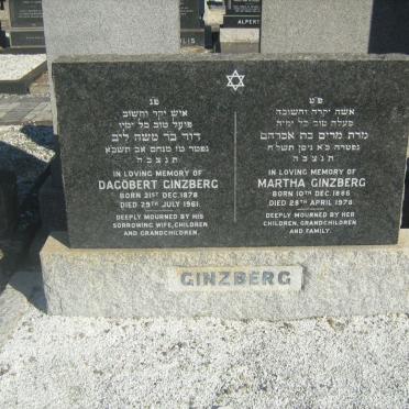 GINZBERG Dagobert -1878-1961 &amp; Martha 1886-1978