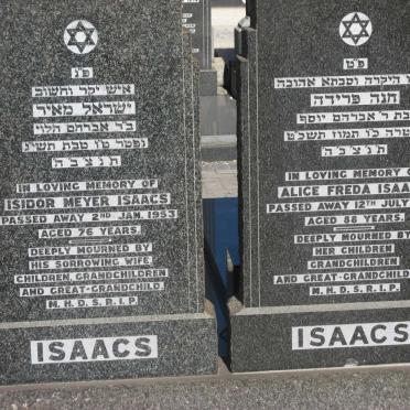 ISAACS Isidor Meyer -1953 &amp; Alice Freda -1969