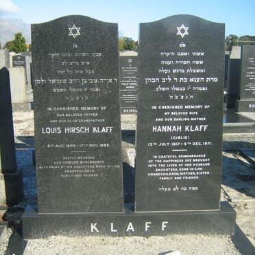 KLAFF Louis Hirsch 1909-1988 &amp; Hannah 1917-1971