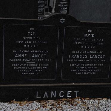 LANCET Frances -1961 :: LANCET Anne -1980