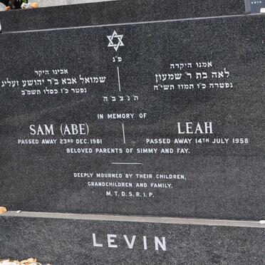 LEVIN Sam -1981 &amp; Leah -1958