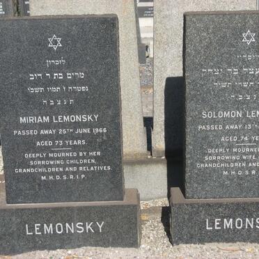 LEMONSKY Solomon -1953 &amp; Miriam -1966