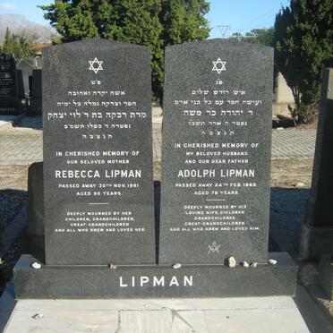 LIPMAN Adolph -1966 &amp; Rebecca -1981