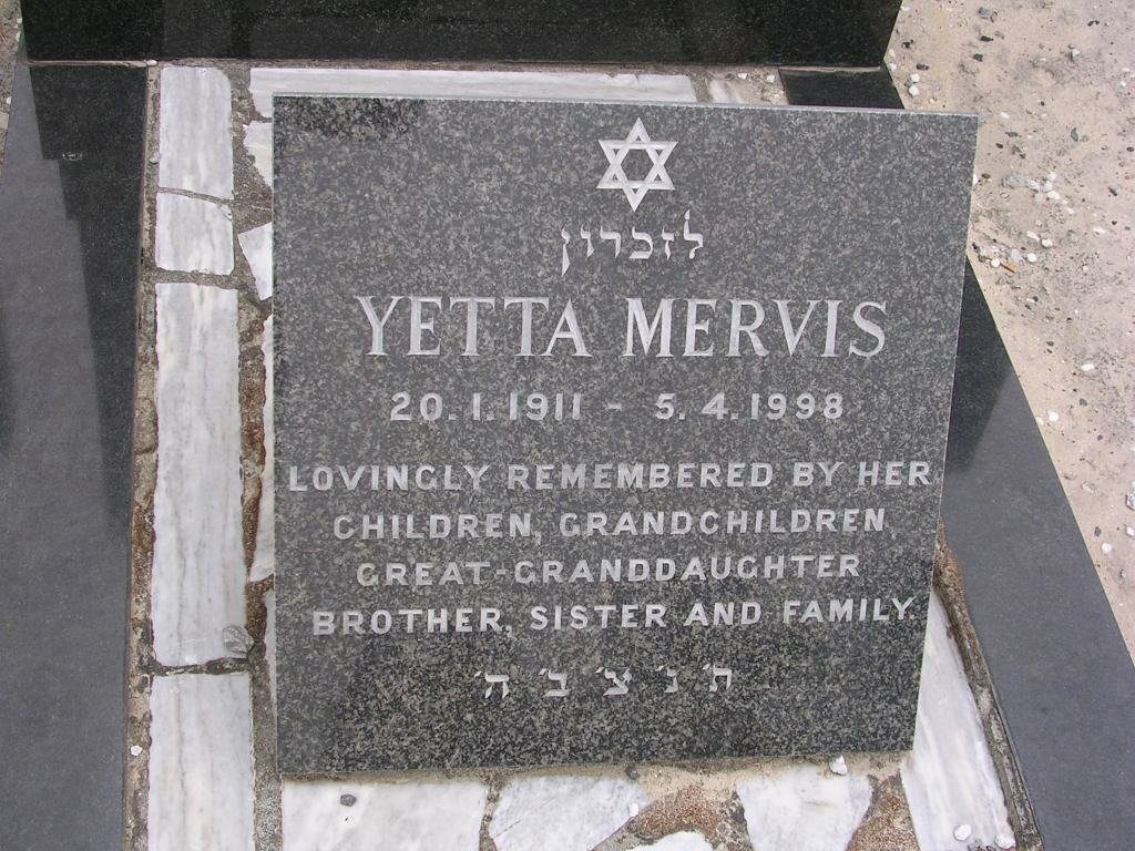 MERVIS Yetta 1911-1998