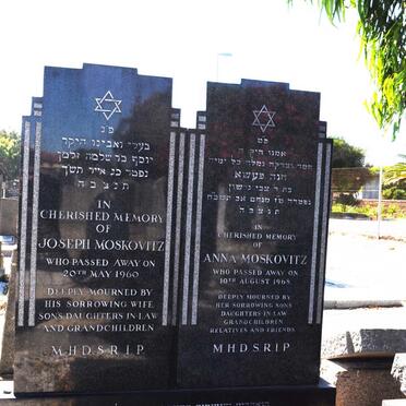MOSKOVITZ Joseph -1960 &amp; Anna -1968