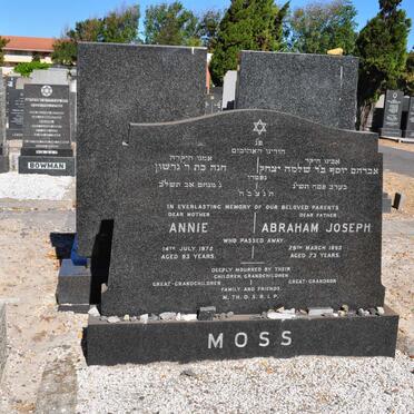 MOSS Abraham Joseph -1953 &amp; Annie -1972