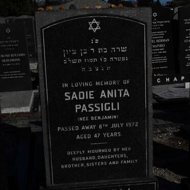 PASSIGLI Sadie Anita nee BENJAMIN -1972