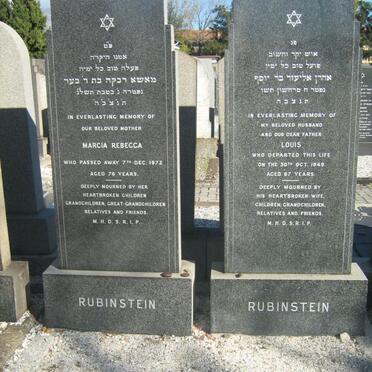 RUBINSTEIN Louis -1949 &amp; Marcia Rebecca -1972