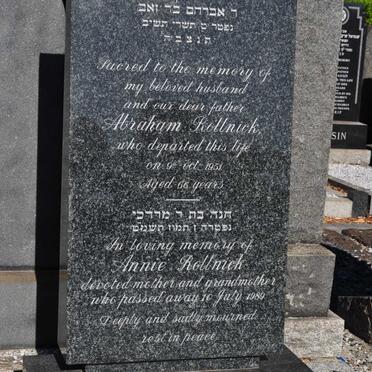 ROLLNICK Abraham -1951 &amp; Annie -1989