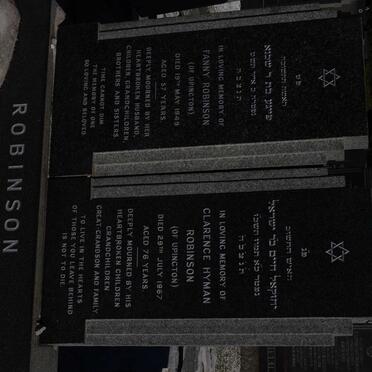 ROBINSON Clarence Hyman -1967 &amp; Fanny -1949