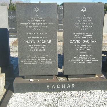 SACHAR David -1969 &amp; Chaya -1972