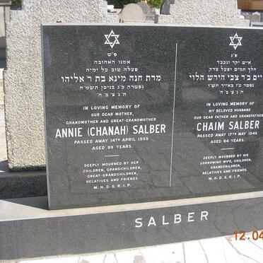 SALBER Chaim -1946 &amp; Annie CHANAH -1985