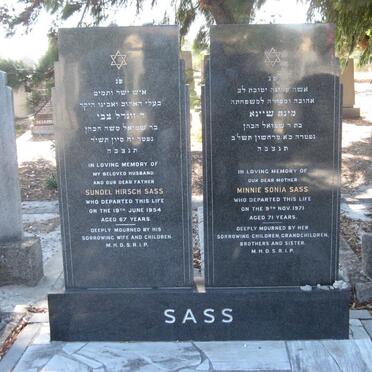 SASS Sundel Hirsch -1954 &amp; Minnie Sonia -1971