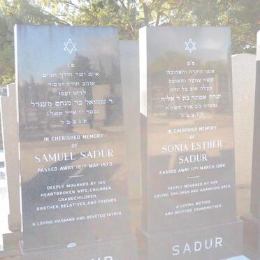 SADUR Samuel -1973 &amp; Sonia Esther -1988