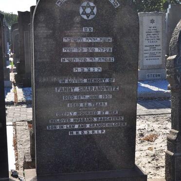 SHARANOWITZ Jehosua -1974 &amp; Fanny -1951