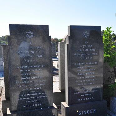 SINGER David -1953 &amp; Sadie -1974