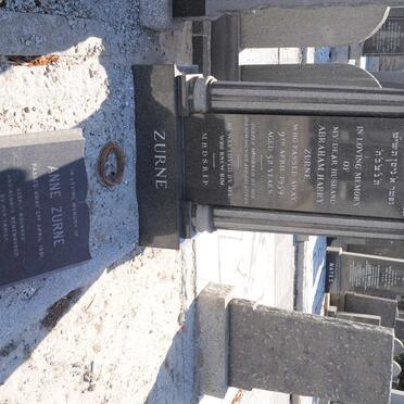 ZURNE Abraham Harry -1959 &amp; Anne -1981