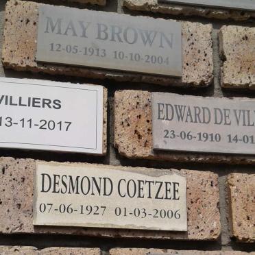 BROWN May 1913-2004 :: VILLIERS Edward, de 1910-? :: COETZEE Desmond 1927-2006