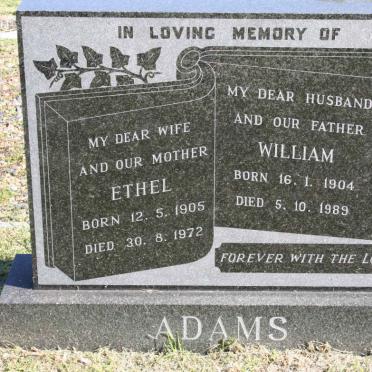 ADAMS William 1904-1989 &amp; Ethel 1905-1972